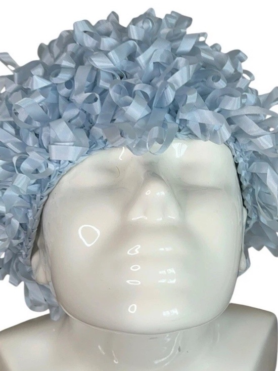 Joseph Magnin Blue Ribbon Hat Ruffled Loop Mid Century Vintage main image 11